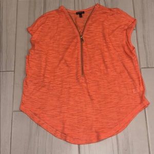 Orange see through zip up shirt